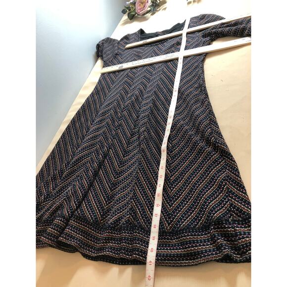Robbie Bee Dress Women 1X Multicolor Chevron Knit Midi Career Stretch - Picture 9 of 11